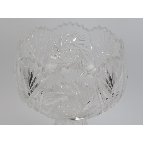 24 - A large cut crystal glass centrepiece, early/mid 20th century. Formed in two sections with a detacha... 