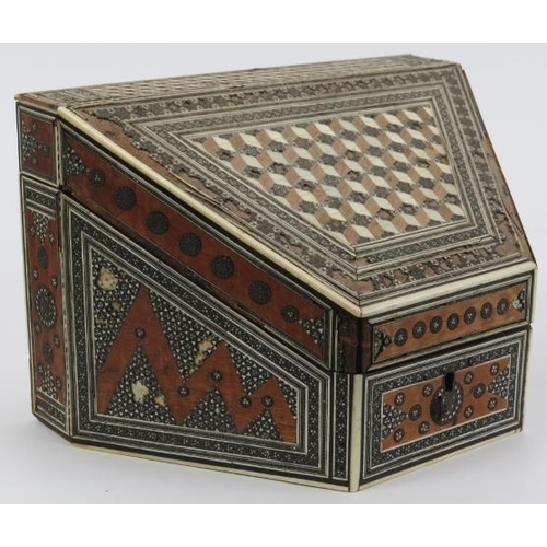 259 - An Anglo-Indian letter box, an English writing box, a papier mache mother of pearl inlaid box and pa... 