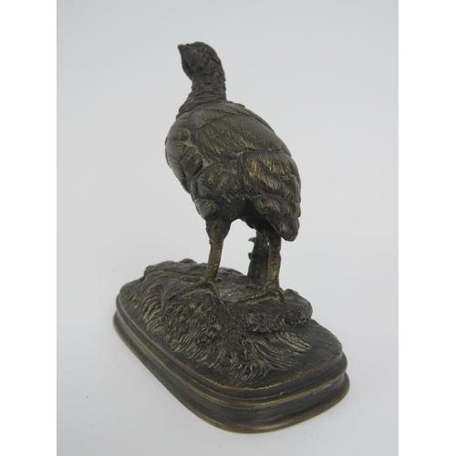 27 - A bronze figure of a partridge, signed F Pautrot. Designed by Ferdinand Pautrot (1832-1874). 11.2 cm... 