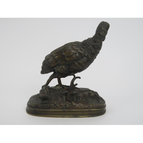 27 - A bronze figure of a partridge, signed F Pautrot. Designed by Ferdinand Pautrot (1832-1874). 11.2 cm... 