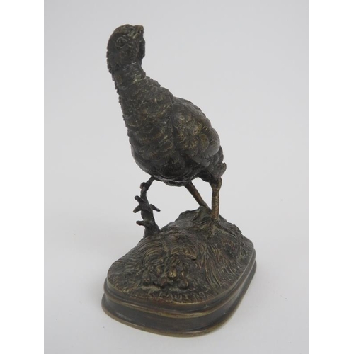 27 - A bronze figure of a partridge, signed F Pautrot. Designed by Ferdinand Pautrot (1832-1874). 11.2 cm... 