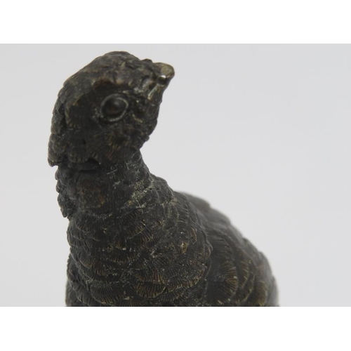 27 - A bronze figure of a partridge, signed F Pautrot. Designed by Ferdinand Pautrot (1832-1874). 11.2 cm... 