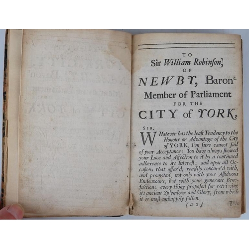 276 - The Antiquities of York City and the Civil Government thereof, 1719, by James Torr, printed by G Whi... 