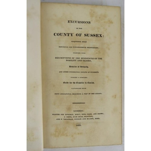 277 - Sussex interest. Eight books on the history of Sussex including:Excursions in the County of Sussex 1... 