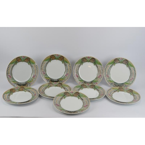 28 - Nine Victorian Mintons game bird dinner plates designed by William S Coleman, dated 1875. Decorated ... 