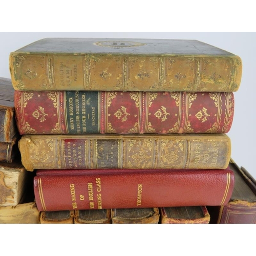 284 - Seventeen mixed 19th century leather bound books with attractive bindings, including Charles Dickens... 