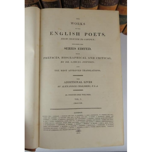 285 - The Works of the English Poets, from Chaucer to Cowper, 1810, 21 Volumes, printed by C Whittingham, ... 