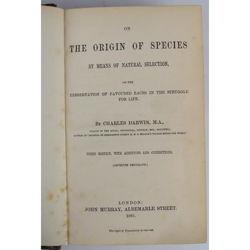 287 - Charles Darwin, On the Origin of Species By Means of Natural Selection, third edition (Seventh thous... 