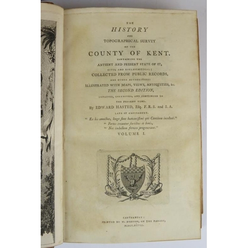 291 - Twelve volumes: The History of the County of Kent by Edward Hasted, 1797, printed by W Bristow, Cant... 