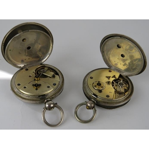 317 - A Swiss silver cased pocket watch marked Muret Geneve, and a similar silver cased pocket watch.  One... 