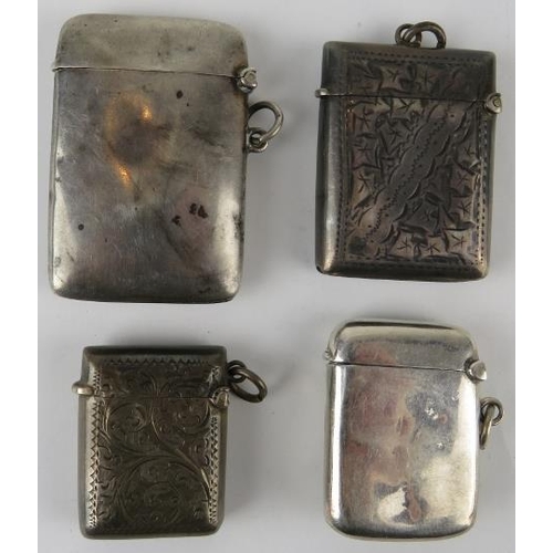 340 - Two golf themed silver vesta cases, one with an embossed image of a golfer, hallmarked Chester 1906 ... 