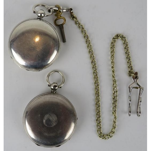 341 - A Victorian silver cased full hunter pocket watch and a similar silver cased pocket watch by Thos Ev... 