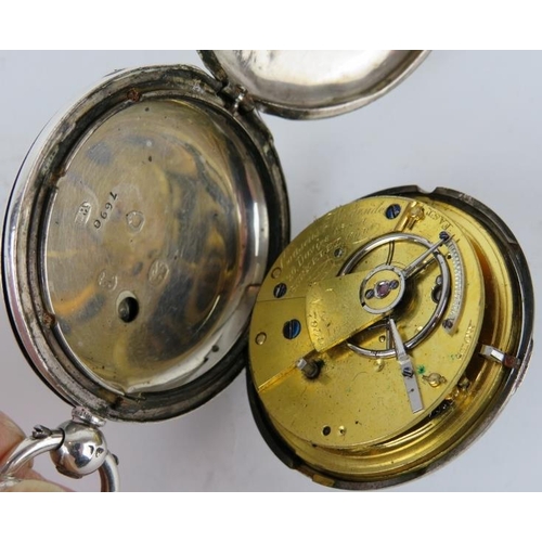 341 - A Victorian silver cased full hunter pocket watch and a similar silver cased pocket watch by Thos Ev... 