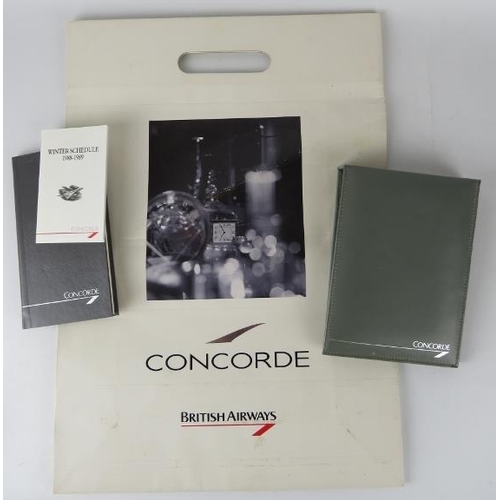 351 - Two British Airways Concorde leather bound hip flasks, two Concorde pewter hip flasks, two Concorde ... 