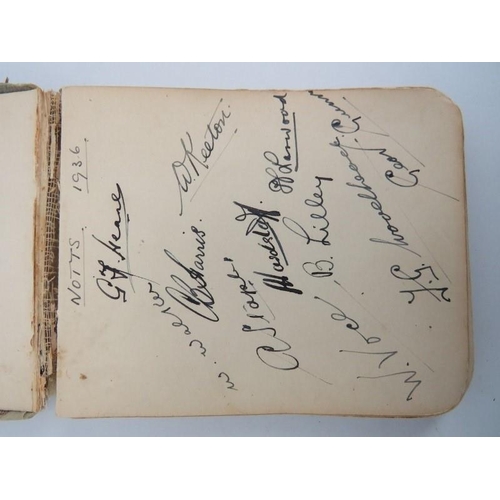 45 - An autograph album containing cricketer’s signatures, circa 1930s. See additional images for further... 