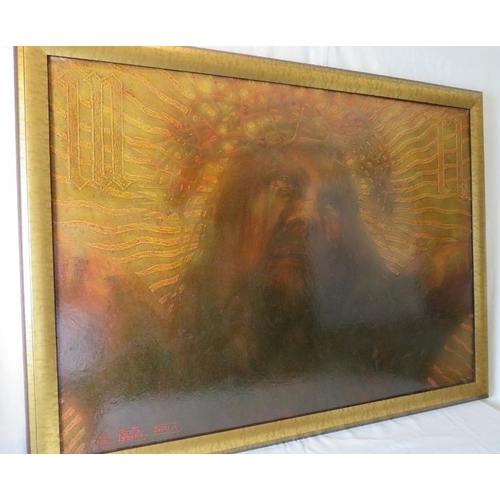 529 - Pietro Psaier (1936/39 - 2004) - A framed oil on canvas. Certificate verso No.4 Crucifixion Jesus of... 