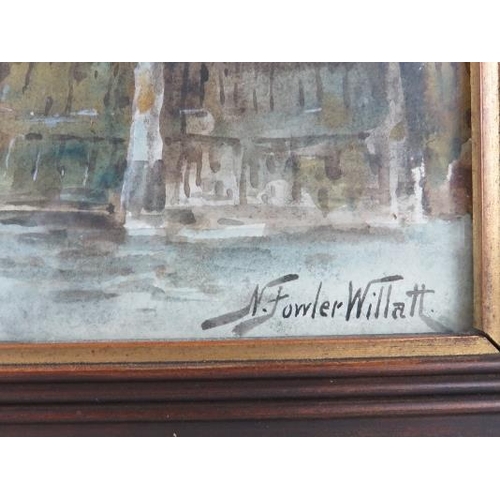 542 - N Fowler Willatt (1859-1924) (Louis Van Staaten) - A framed & glazed watercolour, 'Dutch river scene... 