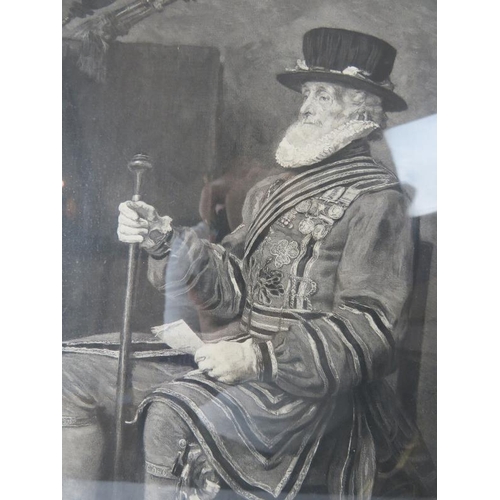 543 - A framed & glazed photogravure, 'Garde Royal London Beefeater'. 29cm x 23cm (11 1/2