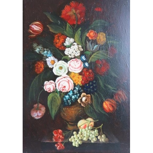 549 - A pair of framed 20th century oils on board, Dutch style, 'Still life flowers', unsigned. 17cm x 12c... 