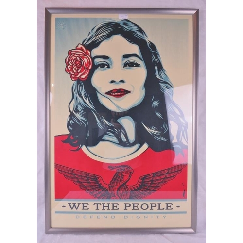 554 - Three Shepard fairy prints 'We the People -'Protect Each Other' , 'Greater Than Fear' and 'Defend Di... 