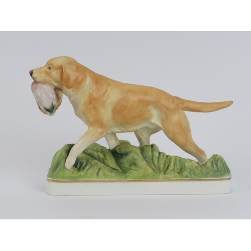 56 - A Royal Worcester porcelain’ Yellow Labrador’ by Doris Lindner and two miniature dog figurines. Comp... 