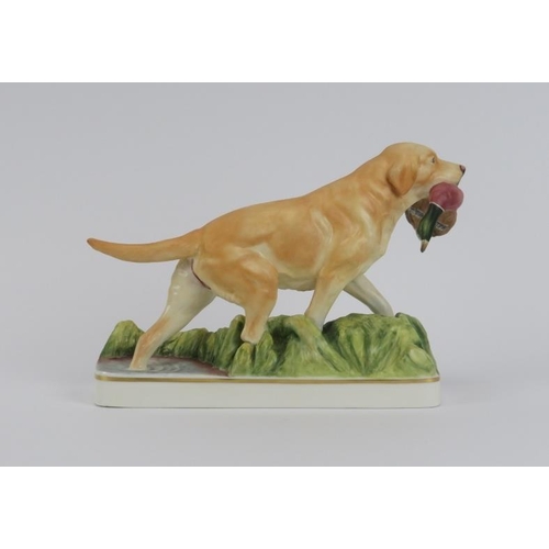 56 - A Royal Worcester porcelain’ Yellow Labrador’ by Doris Lindner and two miniature dog figurines. Comp... 