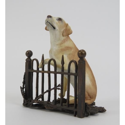 56 - A Royal Worcester porcelain’ Yellow Labrador’ by Doris Lindner and two miniature dog figurines. Comp... 