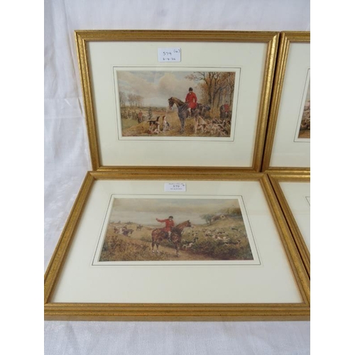 579 - W H Temple (19th century) - Four framed and glazed, watercolours, hunting scenes, 3 signed W H Templ... 