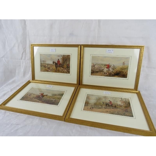 579 - W H Temple (19th century) - Four framed and glazed, watercolours, hunting scenes, 3 signed W H Templ... 