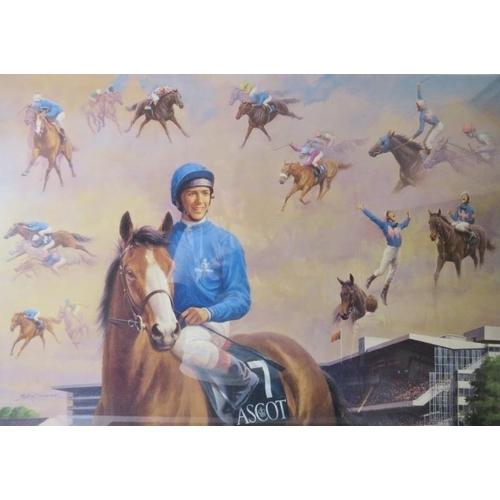 581 - A framed & glazed limited edition print, 'Frankie Dettori, Ascot Seven', 468/950, with certificate. ... 