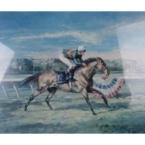 584 - Two horse racing prints, limited edition, 'Royal Academy Lester Piggot by Clare Eva Burton, 185/950,... 