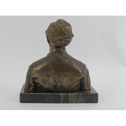 85 - A bronze bust of a gentleman, late 19th/early 20th century. Supported on a marble base of later date... 