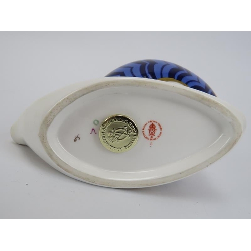 89 - A Crown Derby porcelain tortoise and a snail paperweight. (2 items) 12 cm length, 13 cm length. 
Con... 