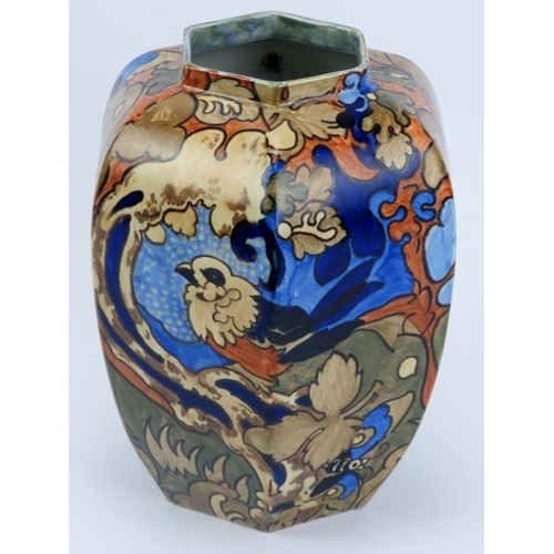 9 - A Bursley Ware Amstel pattern vase designed by Frederick Rhead, circa 1920s. Hand painted depicting ... 