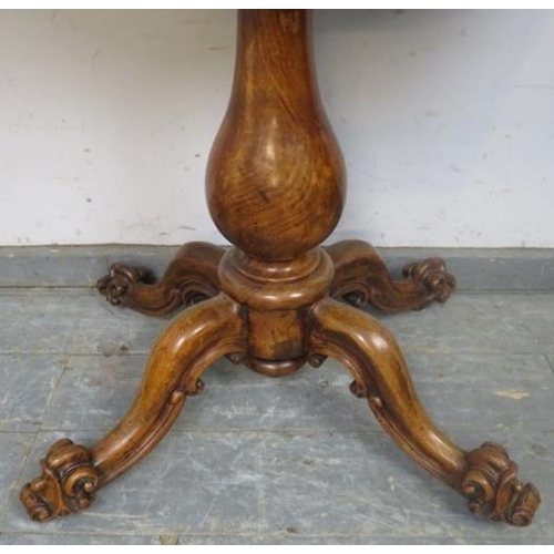 704 - A good early Victorian rosewood turnover tea table, having acanthus carved and scrolled frieze in hi... 