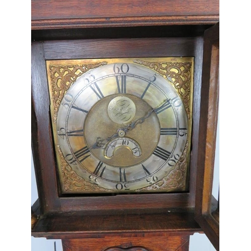 775 - An 18th century oak cased 30-hour longcase clock by Donisthorpe, the hood with stepped cornice above... 