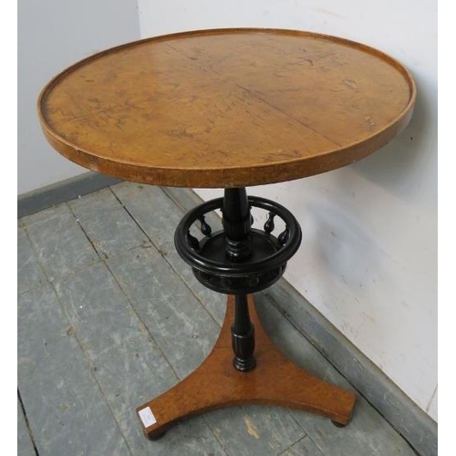 788 - A 19th century walnut pedestal table, the quarter veneered top on an ebonised turned pedestal with m... 