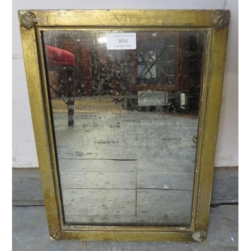 894 - A small 19th century wall mirror retaining the original nicely silvered plate, within a gilt gesso s... 