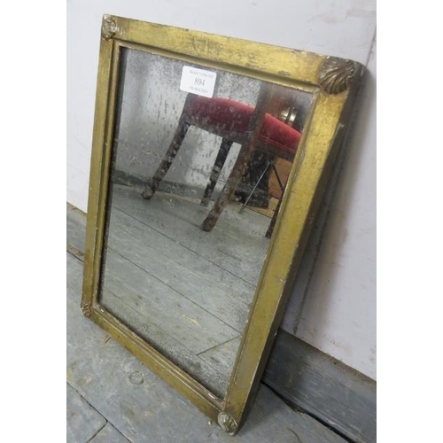 894 - A small 19th century wall mirror retaining the original nicely silvered plate, within a gilt gesso s... 