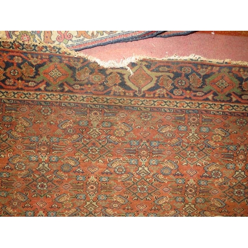 924 - A 19th century Persian rug, central repeat pattern on brown ground. 290cm x 160cm (approx).
Conditio... 