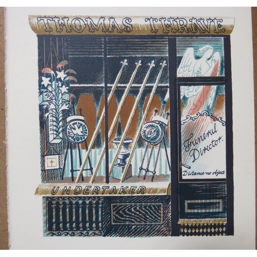 591 - Eric Ravilious - Unframed lithograph, 'Undertaker's Shop', originally published in a book from 1938 ... 