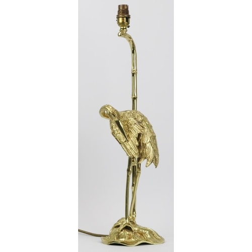 104 - A brass crane on a lotus pad table lamp, late 20th century. 49cm height (not including fitting).
Con... 