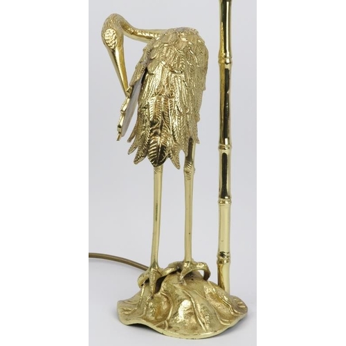 104 - A brass crane on a lotus pad table lamp, late 20th century. 49cm height (not including fitting).
Con... 