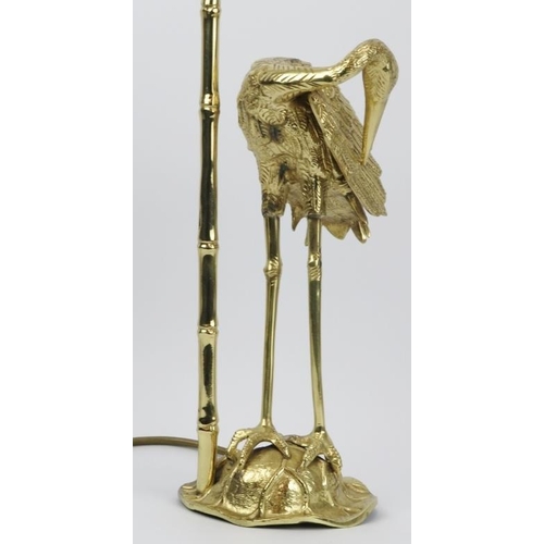 104 - A brass crane on a lotus pad table lamp, late 20th century. 49cm height (not including fitting).
Con... 