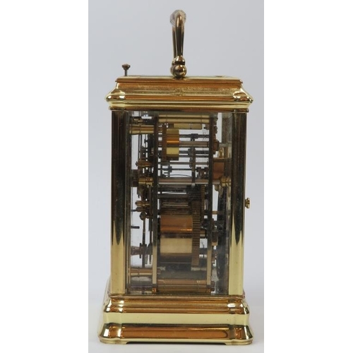 120 - A French L'Epee brass repeater carriage clock, 20th century. Dial signed ‘L’Epee Fondee en 1839 Sain... 