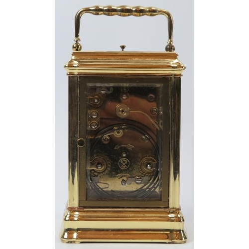 120 - A French L'Epee brass repeater carriage clock, 20th century. Dial signed ‘L’Epee Fondee en 1839 Sain... 