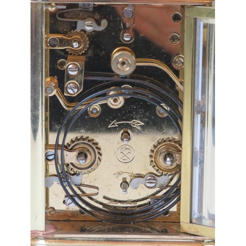 120 - A French L'Epee brass repeater carriage clock, 20th century. Dial signed ‘L’Epee Fondee en 1839 Sain... 