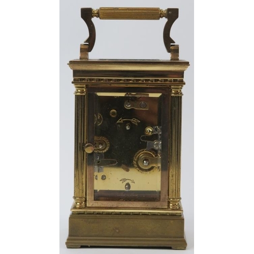 122 - A French L'Epee brass carriage clock, 20th century. Frame with corner columns, dial signed ‘L’Epee F... 