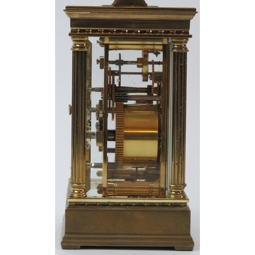 122 - A French L'Epee brass carriage clock, 20th century. Frame with corner columns, dial signed ‘L’Epee F... 