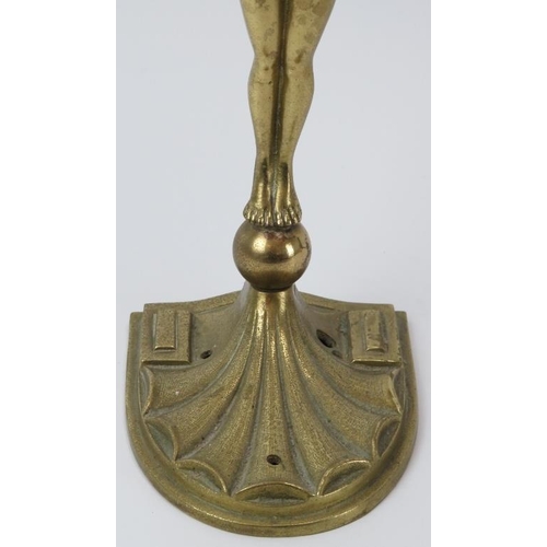 151 - An Art Deco gilt brass ‘Diana’ table lamp, early 20th century. With later added spherical glass shad... 